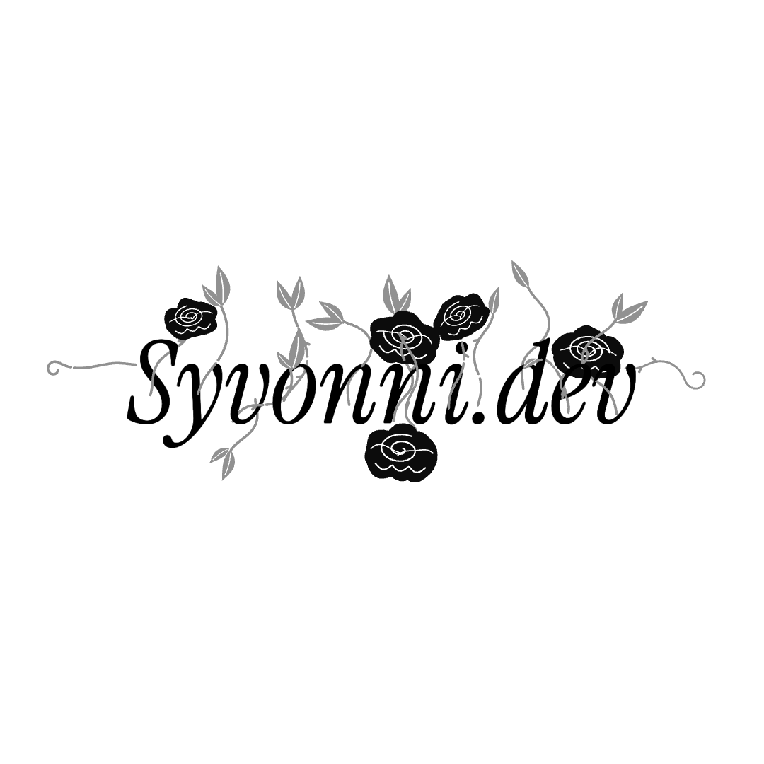 Syvonni.dev — animated wordmark with flowers and a butterfly